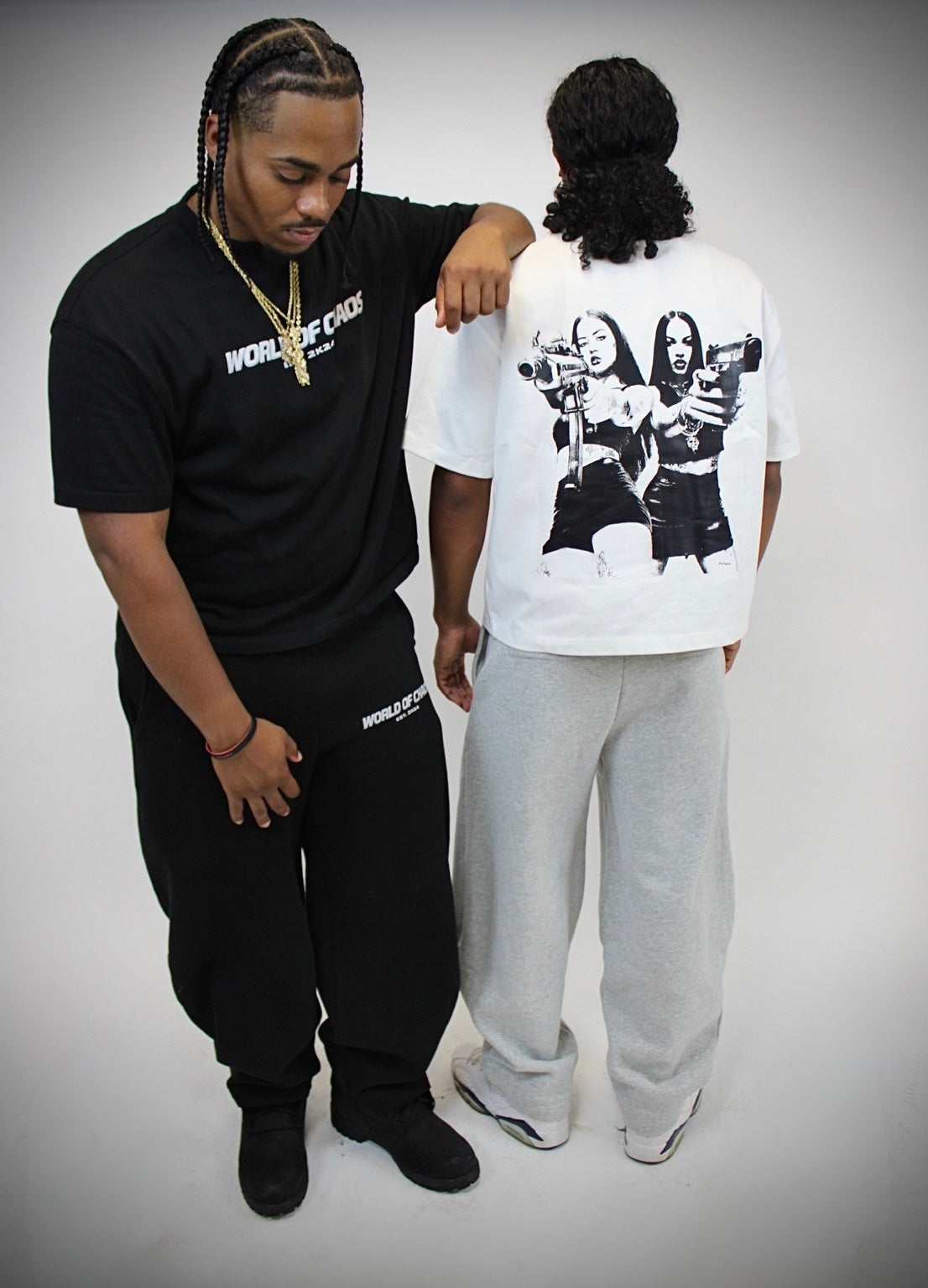 World of Chaos graphic tee campaign look